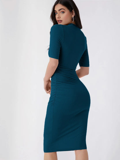 Essnce Mock Neck Solid Bodycon Dress,Summer Dresses For Women