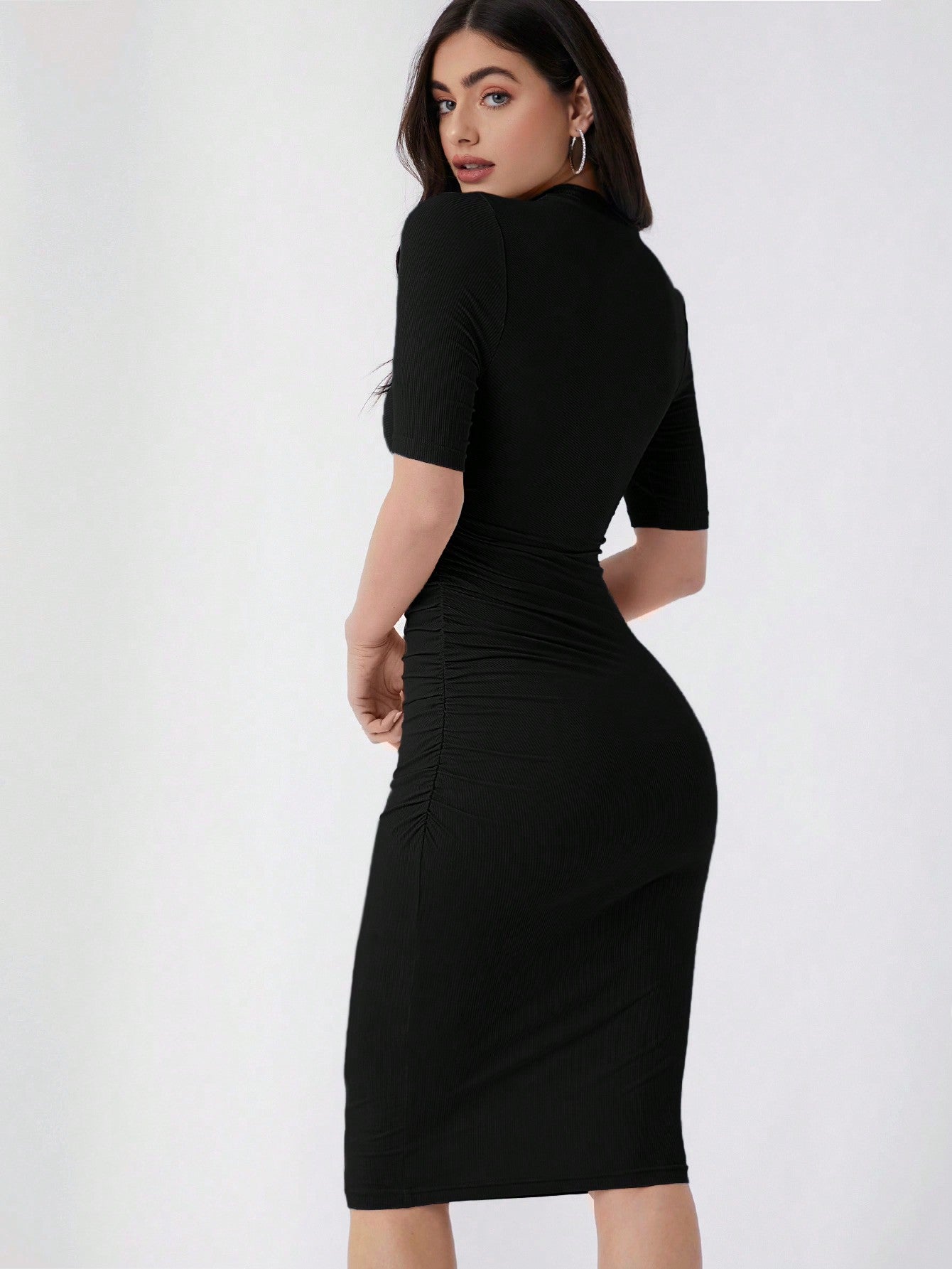 Essnce Mock Neck Solid Bodycon Dress,Summer Dresses For Women
