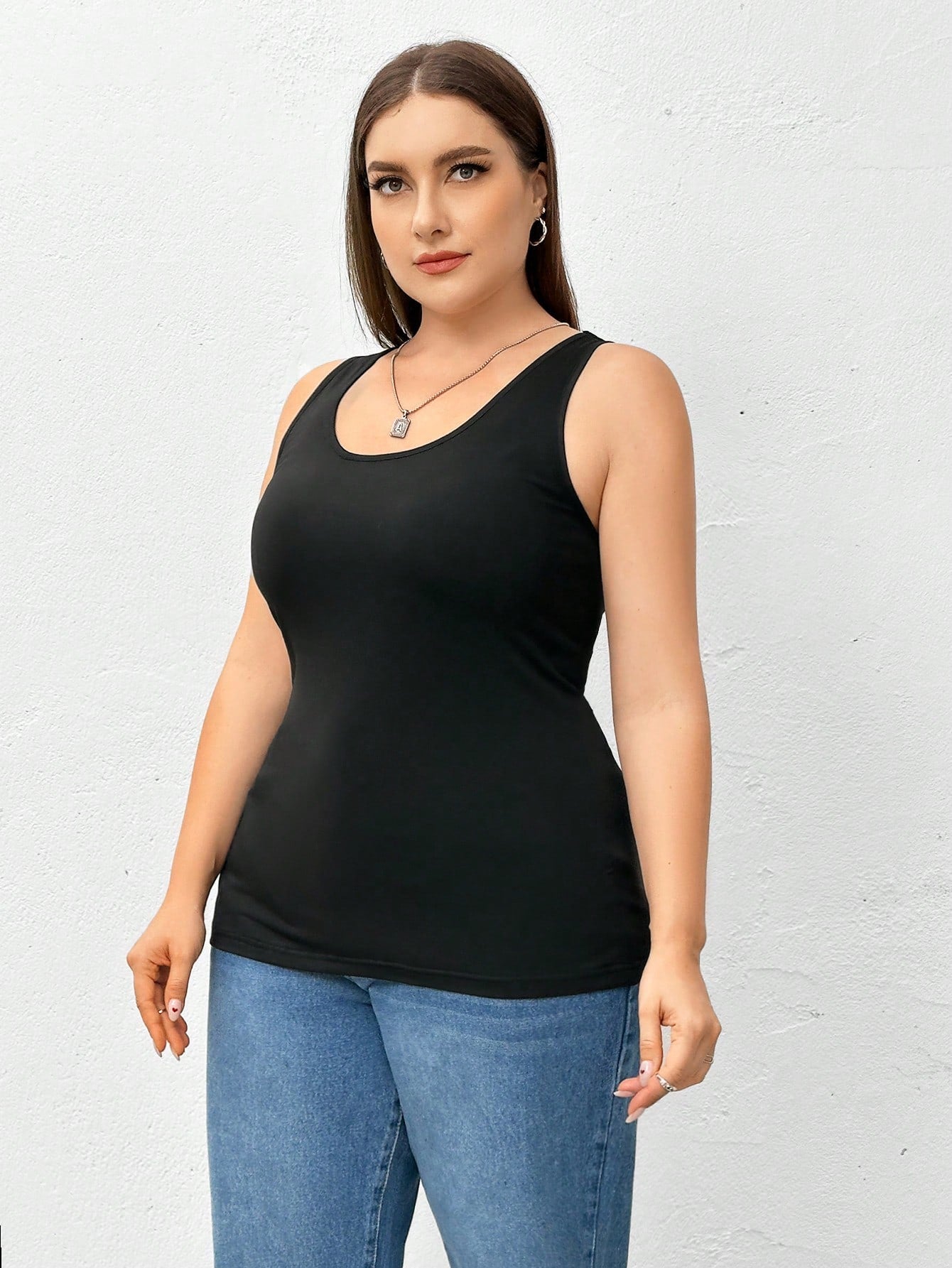 Essnce Plus Size Women's Casual Fit Comfort Long Cute Summer Black And Camouflage Tank Tops 3-Packs