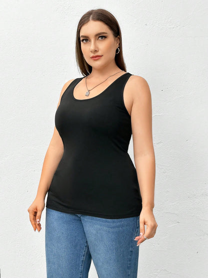 Essnce Plus Size Women's Casual Fit Comfort Long Cute Summer Black And Camouflage Tank Tops 3-Packs