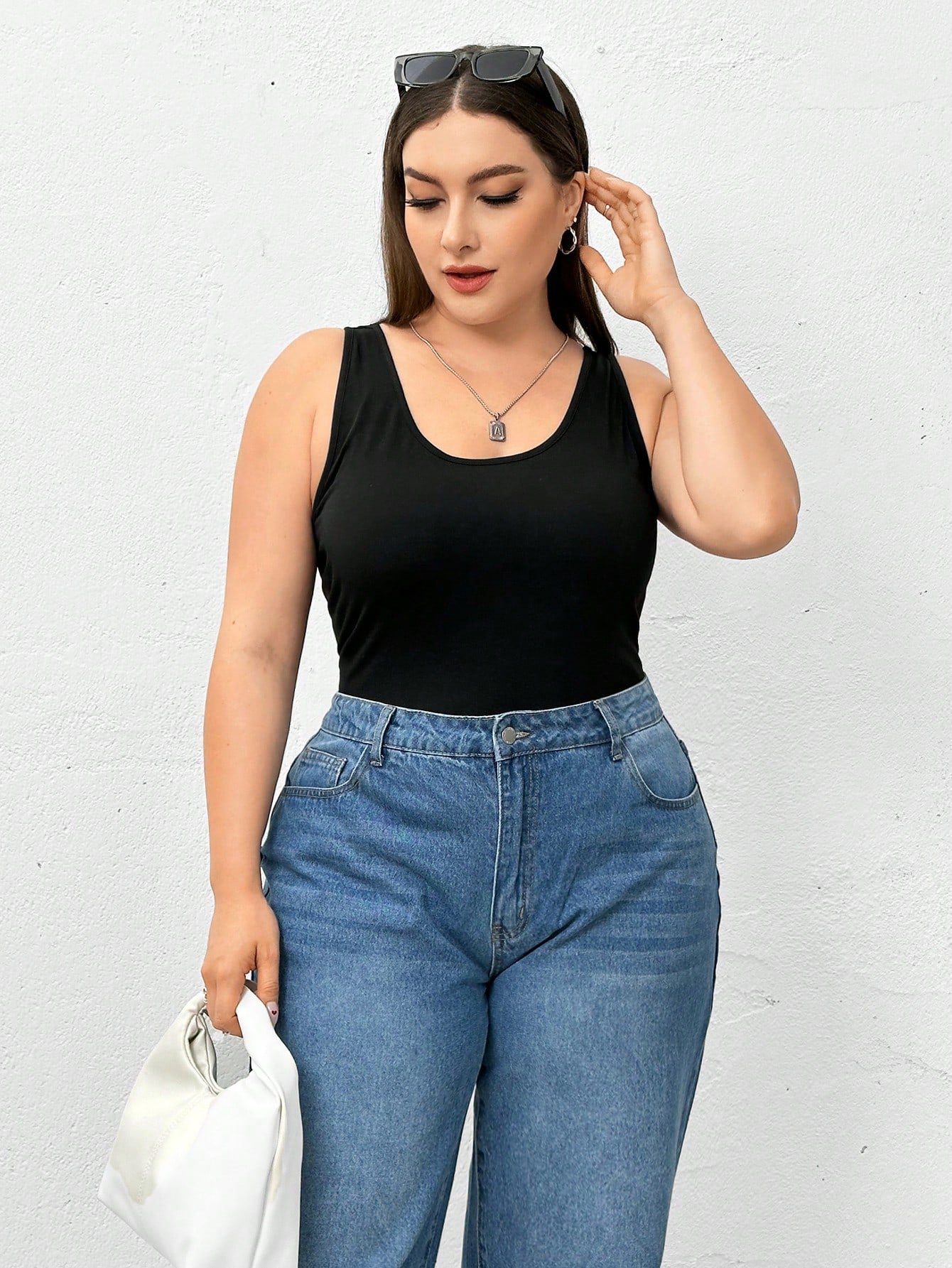 Essnce Plus Size Women's Casual Fit Comfort Long Cute Summer Black And Camouflage Tank Tops 3-Packs