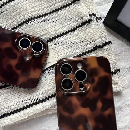 European American Style Japanese Korean Style Middle Eastern Style Fashion Leopard Print Amber Gradient Tie Dye Phone Case Compatible With Apple For IPhone17ProMax/17Air/IPhone16ProMAX/15ProMax/14Pro