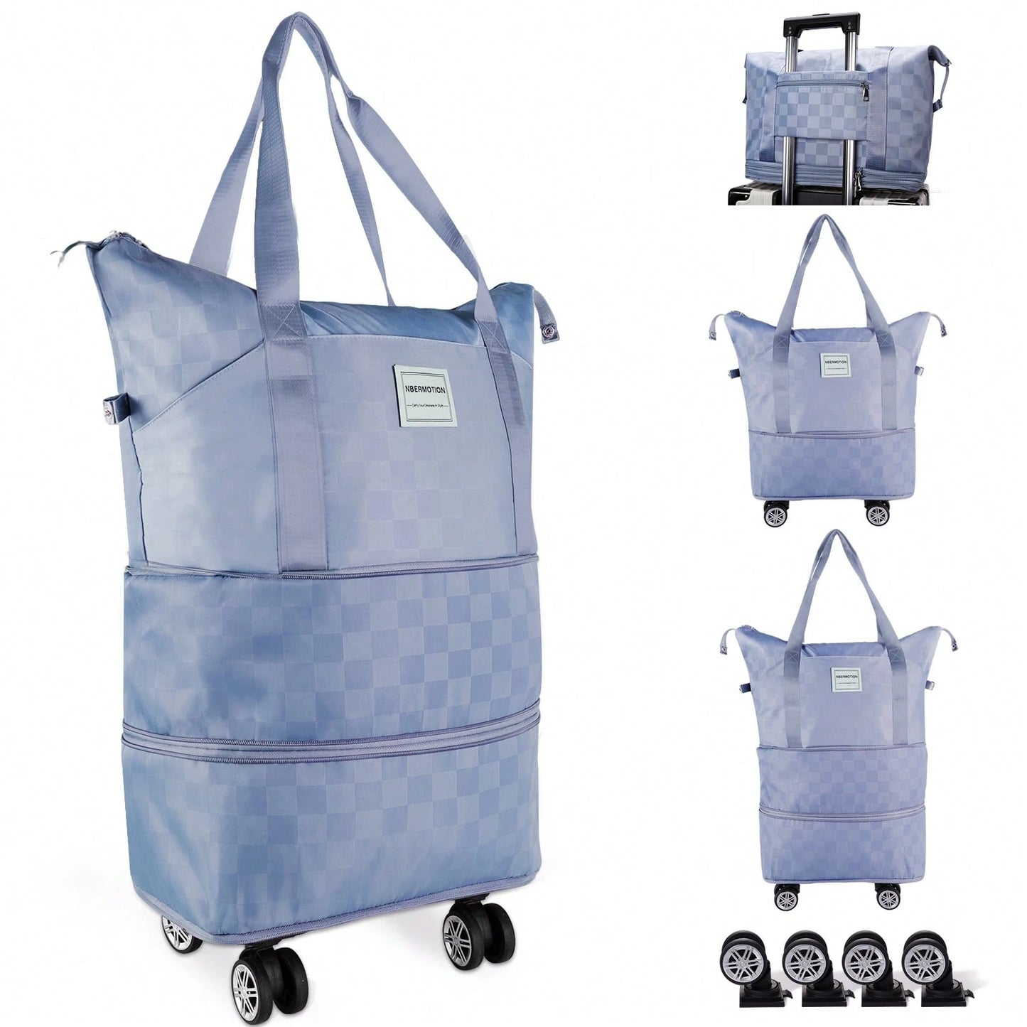 Expandable Rolling Duffle Bag- Large Carry-On With Spinner Wheels, Foldable Weekend Travel Bag, 28-58L Capacity