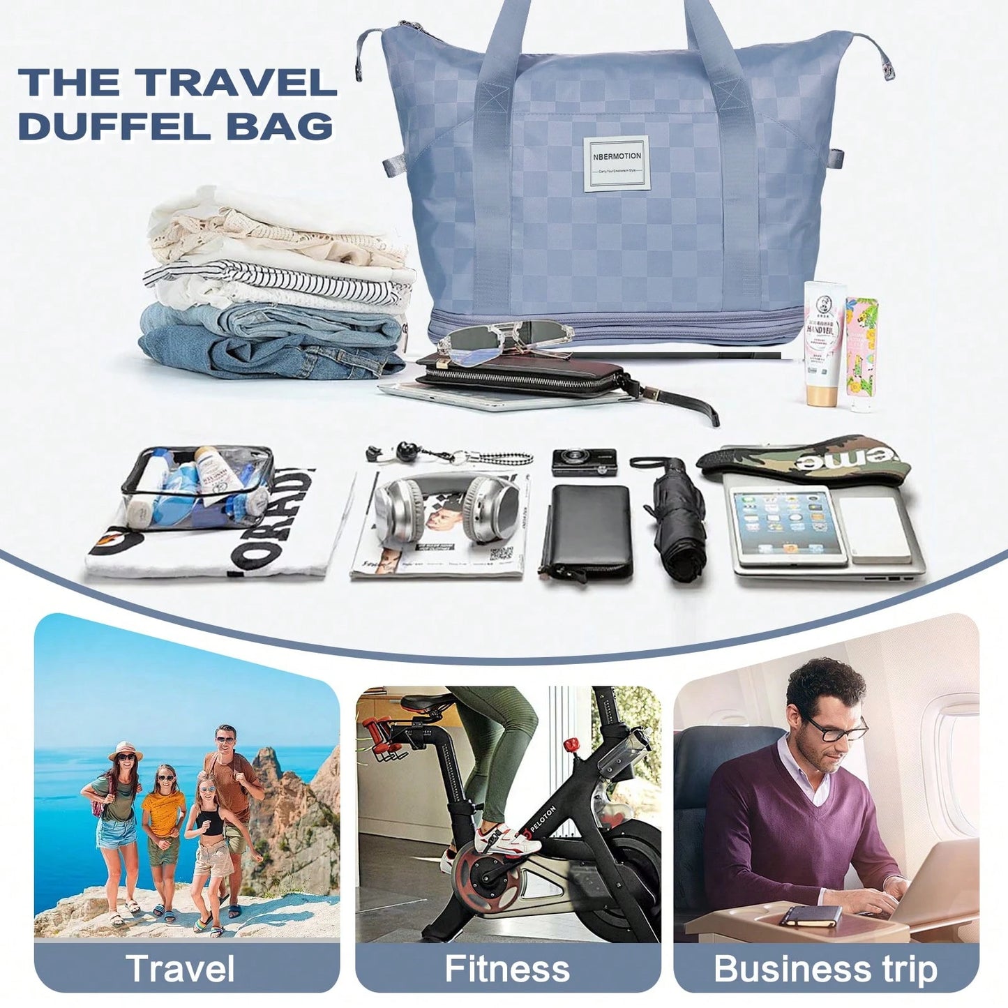 Expandable Rolling Duffle Bag- Large Carry-On With Spinner Wheels, Foldable Weekend Travel Bag, 28-58L Capacity