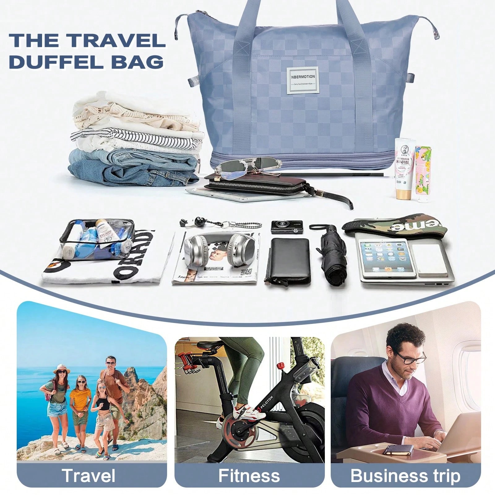 Expandable Rolling Duffle Bag- Large Carry-On With Spinner Wheels, Foldable Weekend Travel Bag, 28-58L Capacity