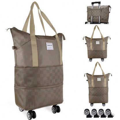 Expandable Rolling Duffle Bag- Large Carry-On With Spinner Wheels, Foldable Weekend Travel Bag, 28-58L Capacity