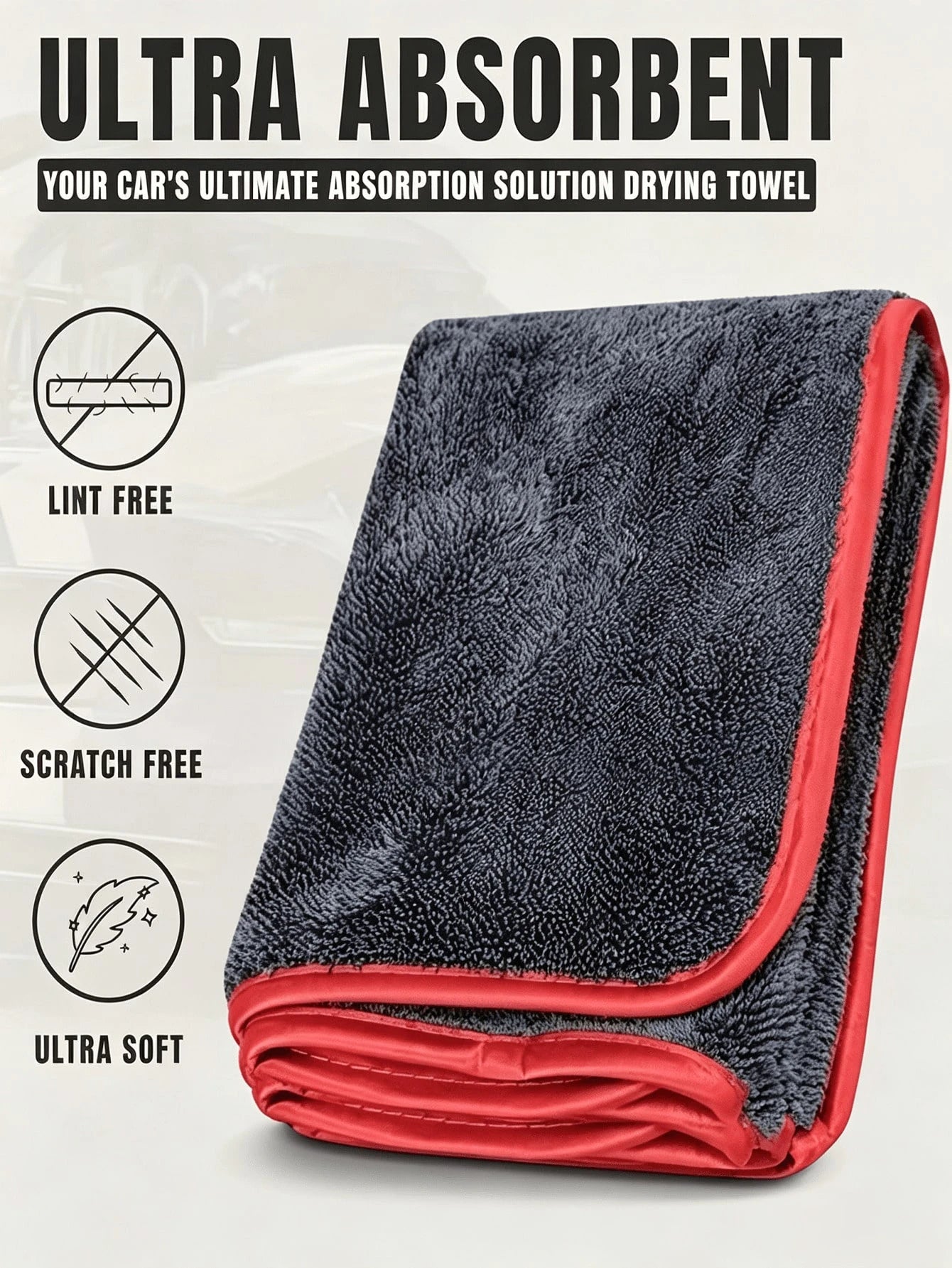 Extra Large Microfiber Car Towel, Ring-Shaped Thickened, Super Absorbent, Quick-Drying Cleaning Cloth, Suitable For Cars, Trucks And Boats, Dedicated Cleaning Towel