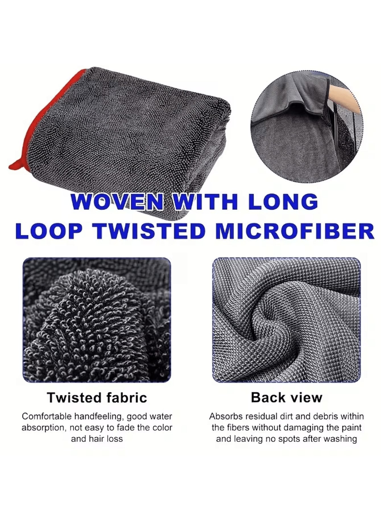 Extra Large Microfiber Car Towel, Ring-Shaped Thickened, Super Absorbent, Quick-Drying Cleaning Cloth, Suitable For Cars, Trucks And Boats, Dedicated Cleaning Towel