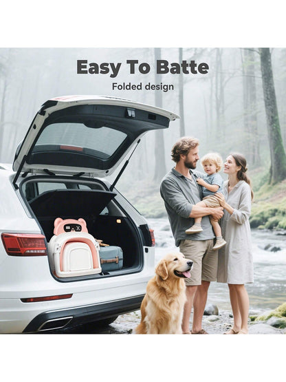 EZIFY Foldable Baby Bathtub With Non-Slip Mat & Thermometer Bear Design Portable Travel Tub For 0-36