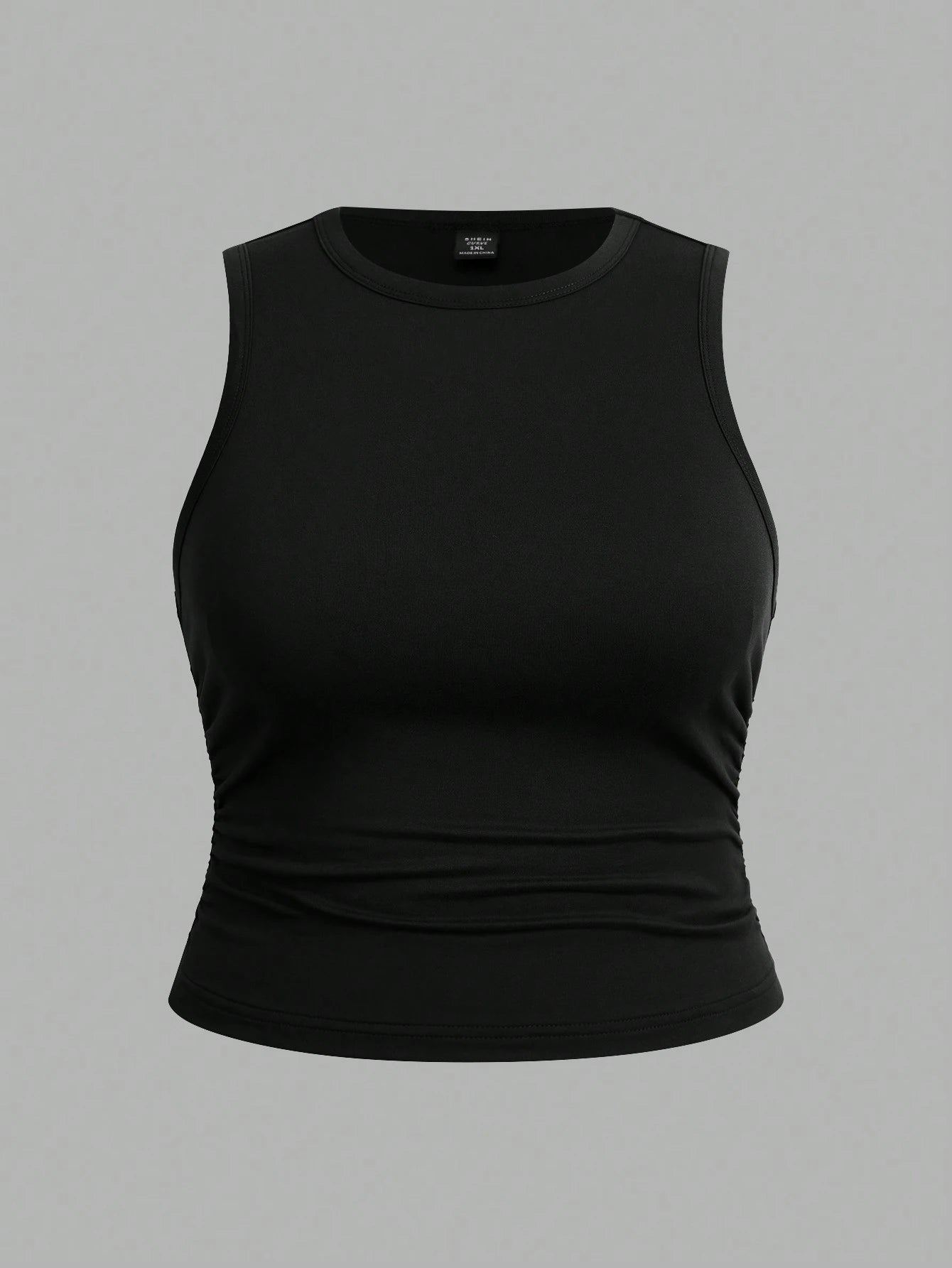 EZwear 3pcs Women Plus Size Solid Color Casual Crew Neck Camisole Set, Suitable For Summer