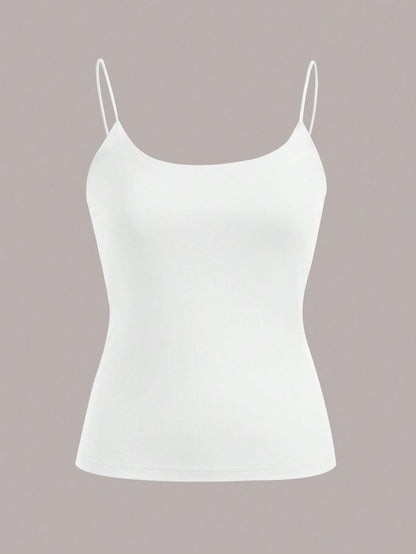 EZwear 4 Set 4 Pairs Assorted Black, Brown, Beige, White Basic Camisole Tops, Suitable For Summer Back To School