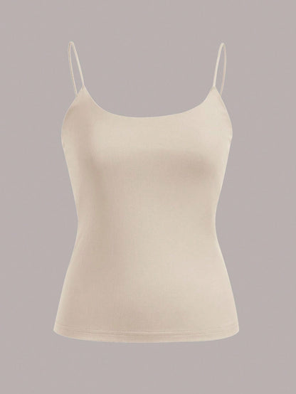 EZwear 4 Set 4 Pairs Assorted Black, Brown, Beige, White Basic Camisole Tops, Suitable For Summer Back To School