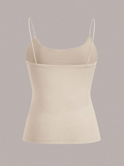 EZwear 4 Set 4 Pairs Assorted Black, Brown, Beige, White Basic Camisole Tops, Suitable For Summer Back To School