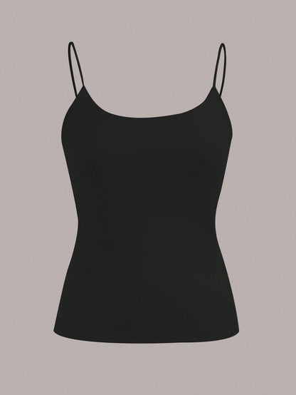 EZwear 4 Set 4 Pairs Assorted Black, Brown, Beige, White Basic Camisole Tops, Suitable For Summer Back To School