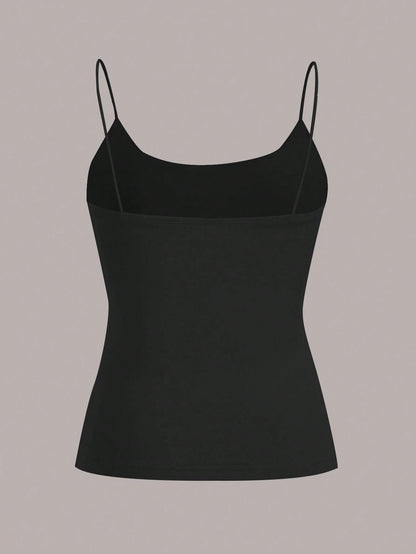EZwear 4 Set 4 Pairs Assorted Black, Brown, Beige, White Basic Camisole Tops, Suitable For Summer Back To School