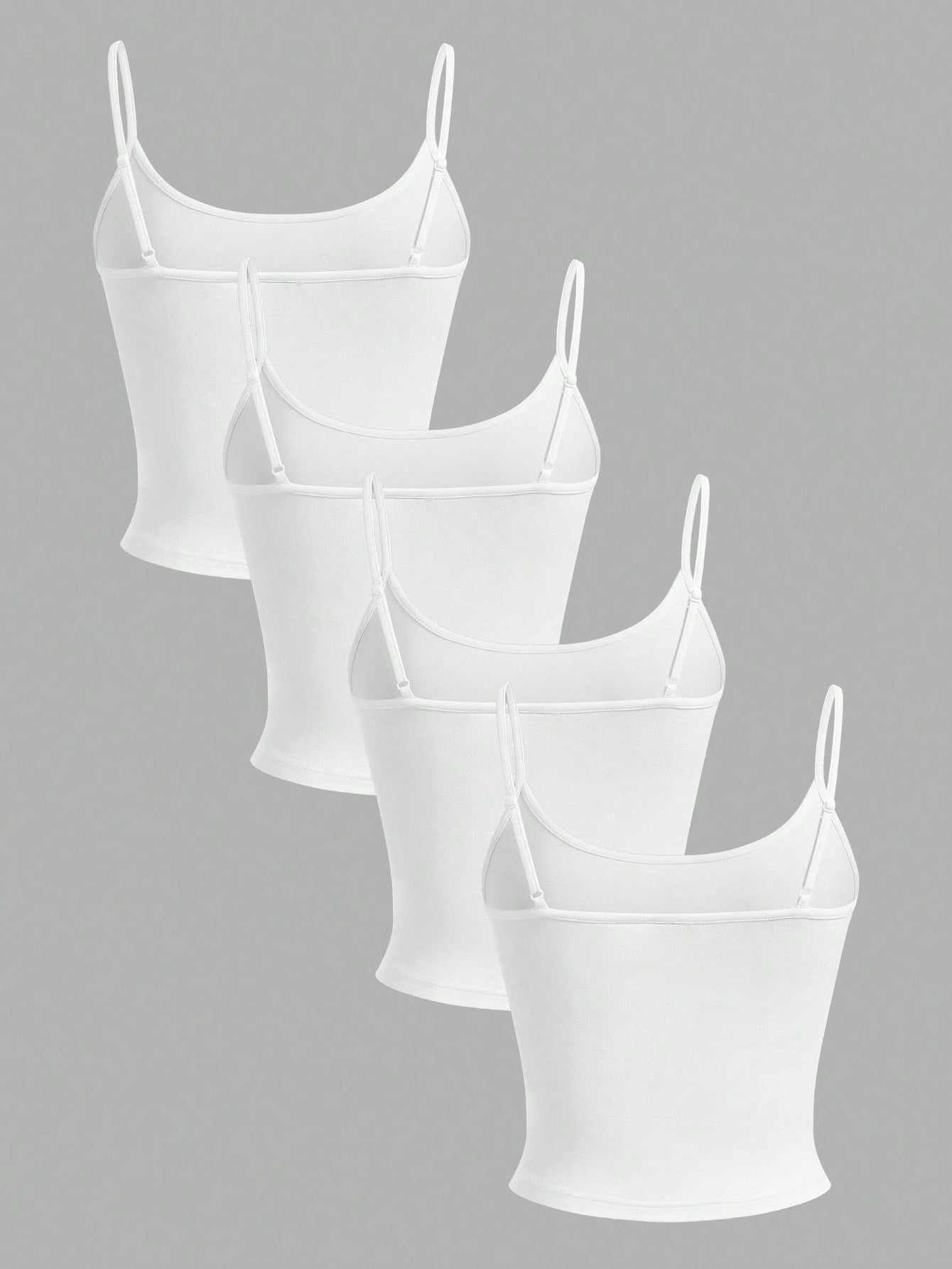 EZwear 4pcs Women's Cropped Tight Fit Casual Tank Tops, Suitable For Summer