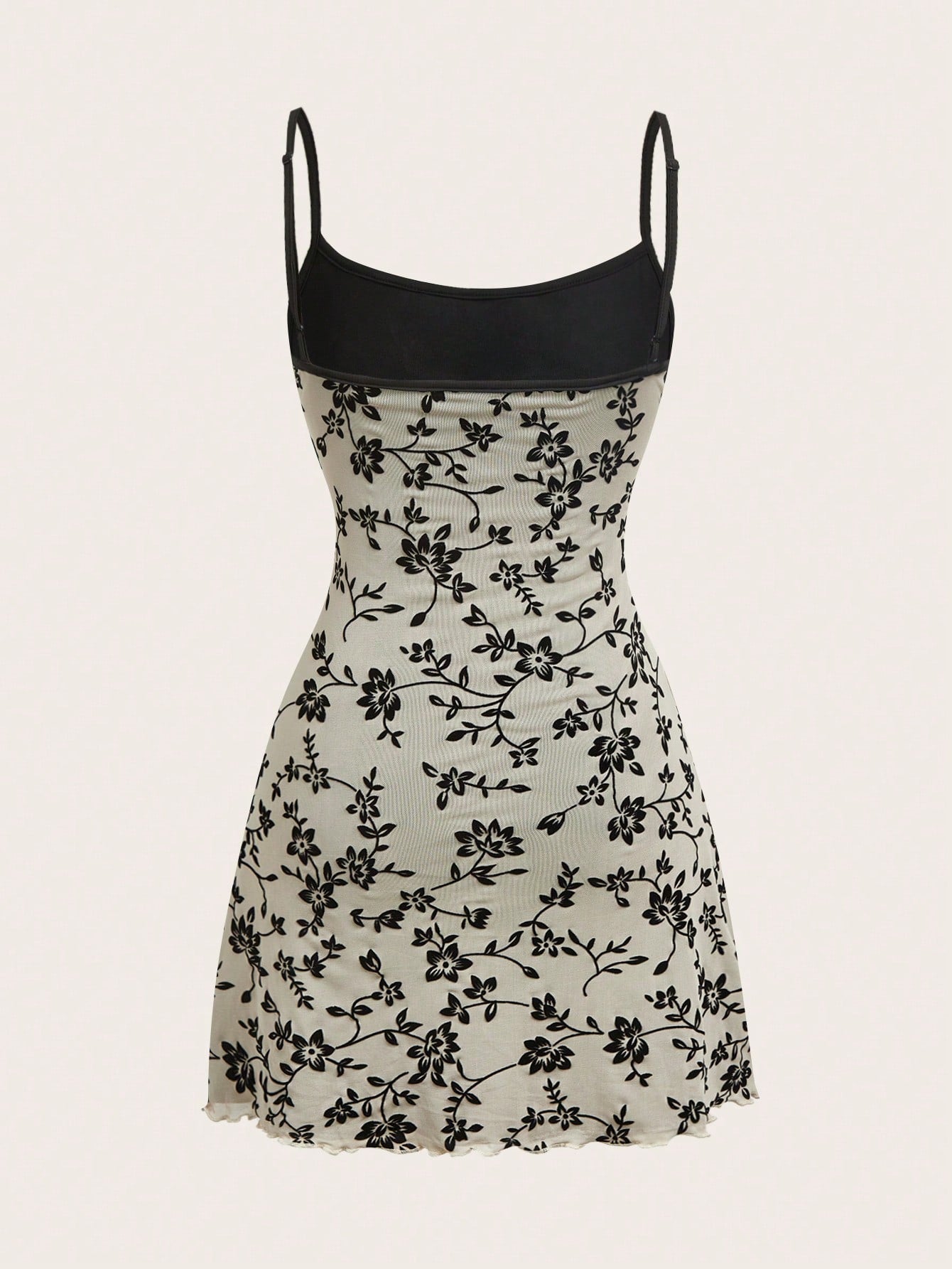EZwear Elegant Slim-Fit Flocked Mesh Cami Dress, Summer