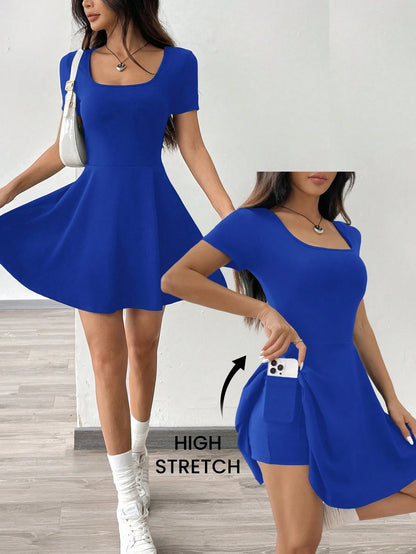 EZwear Navy Blue Knitted Women's Casual & Sport Short Dress,Summer Dresses
Spring Clothes