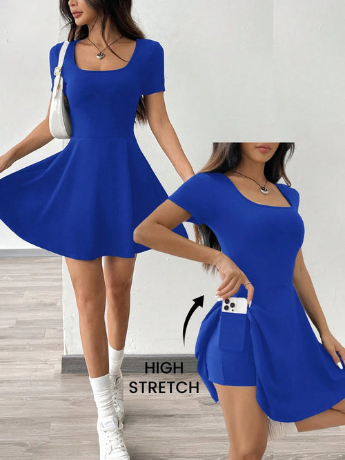 EZwear Navy Blue Knitted Women's Casual & Sport Short Dress,Summer Dresses
Spring Clothes