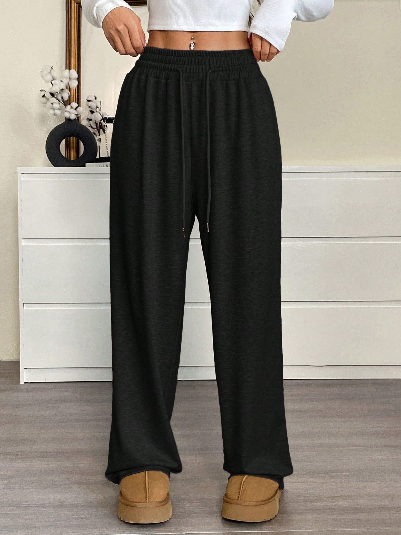 EZwear Women's Casual Drawstring Waist Loose Yoga Pants Graduation,Back To School,Graduation,Teacher,Back To School