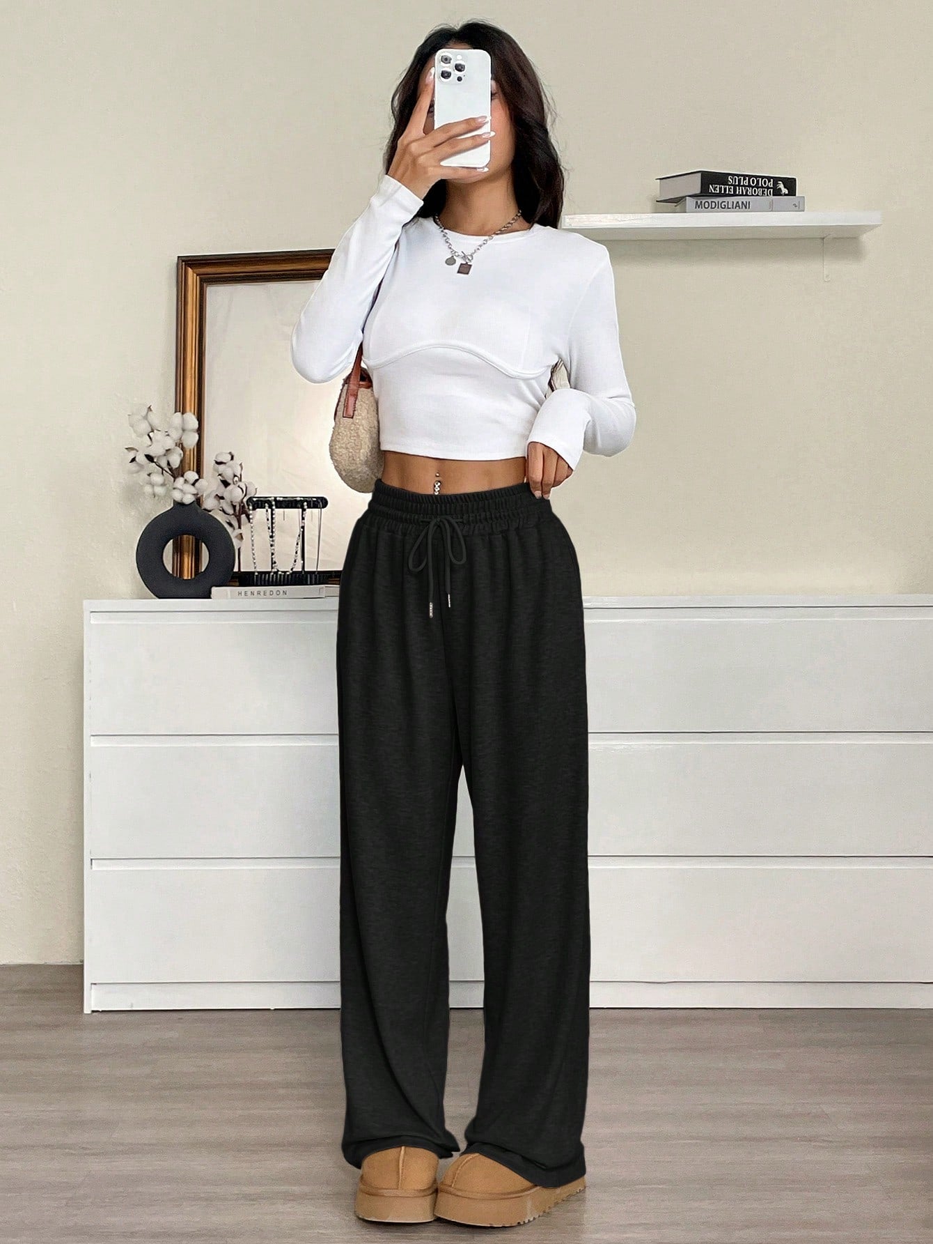 EZwear Women's Casual Drawstring Waist Loose Yoga Pants Graduation,Back To School,Graduation,Teacher,Back To School