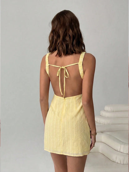 EZwear Women's Fashionable Versatile Striped Backless Sexy Dress,Dresses For Women Summer