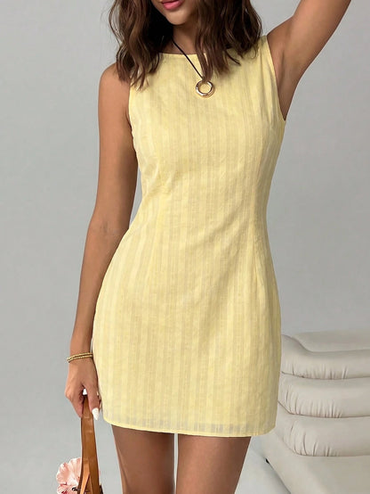 EZwear Women's Fashionable Versatile Striped Backless Sexy Dress,Dresses For Women Summer