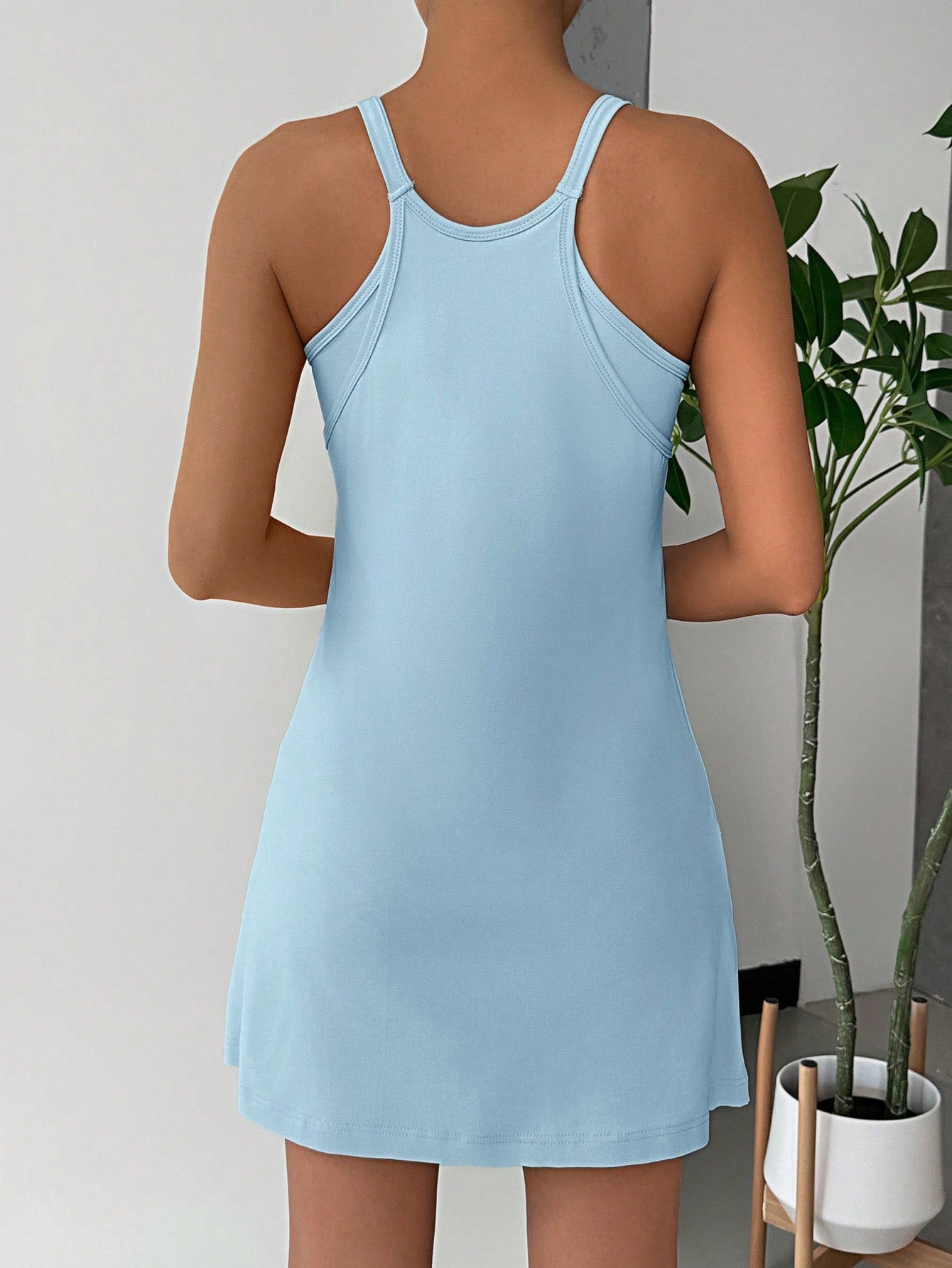 EZwear Women's Simple Solid Color Daily Wear Spaghetti Strap Dress,Summer Dresses For Women