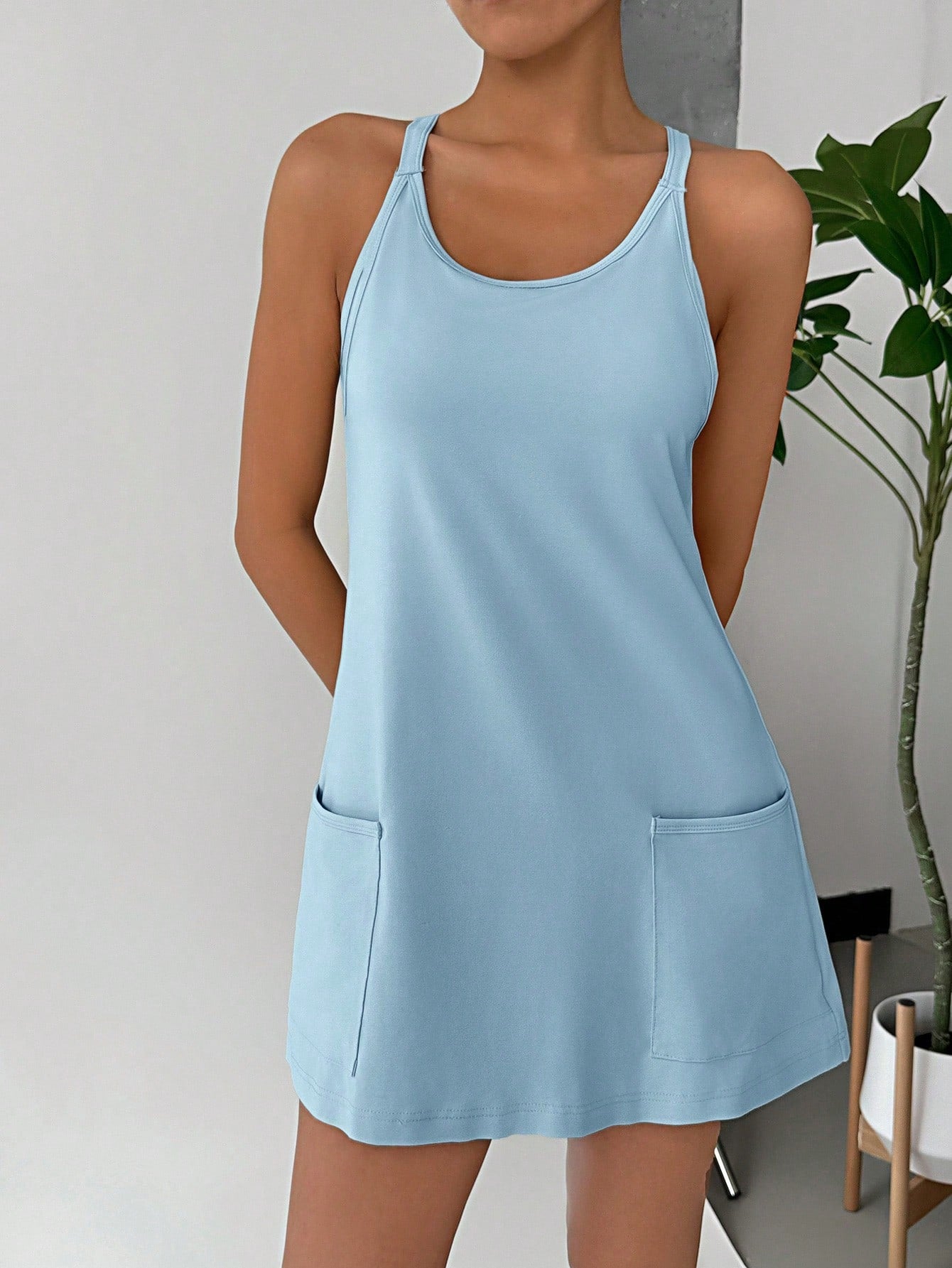 EZwear Women's Simple Solid Color Daily Wear Spaghetti Strap Dress,Summer Dresses For Women