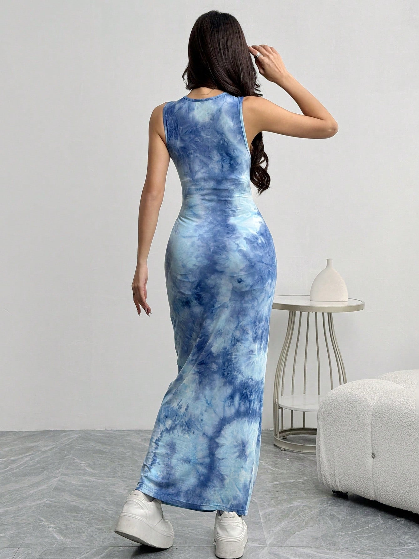 EZwear Women's Slim Summer Tie Dye Print Tank Bodycon Long Dress,Summer Dresses For Women,Pastel Dresses For Women