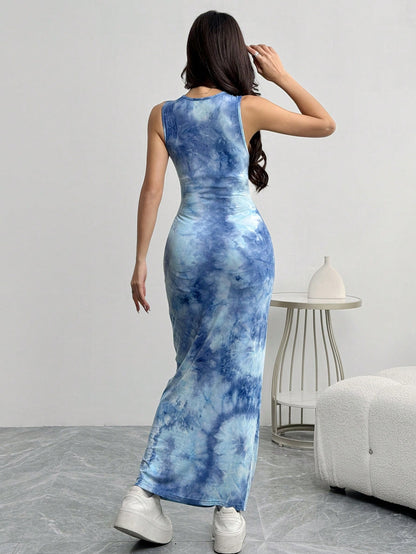 EZwear Women's Slim Summer Tie Dye Print Tank Bodycon Long Dress,Summer Dresses For Women,Pastel Dresses For Women