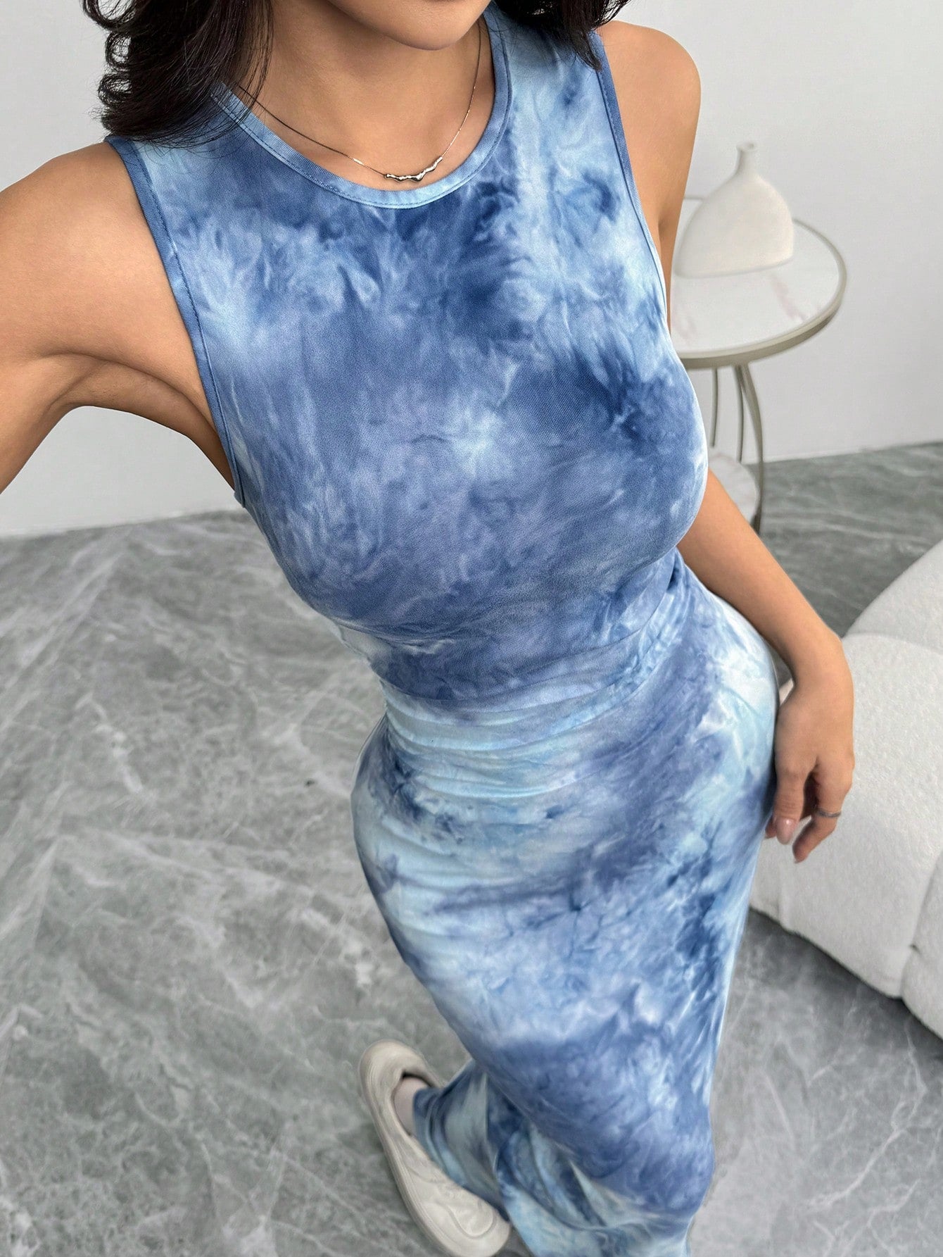 EZwear Women's Slim Summer Tie Dye Print Tank Bodycon Long Dress,Summer Dresses For Women,Pastel Dresses For Women