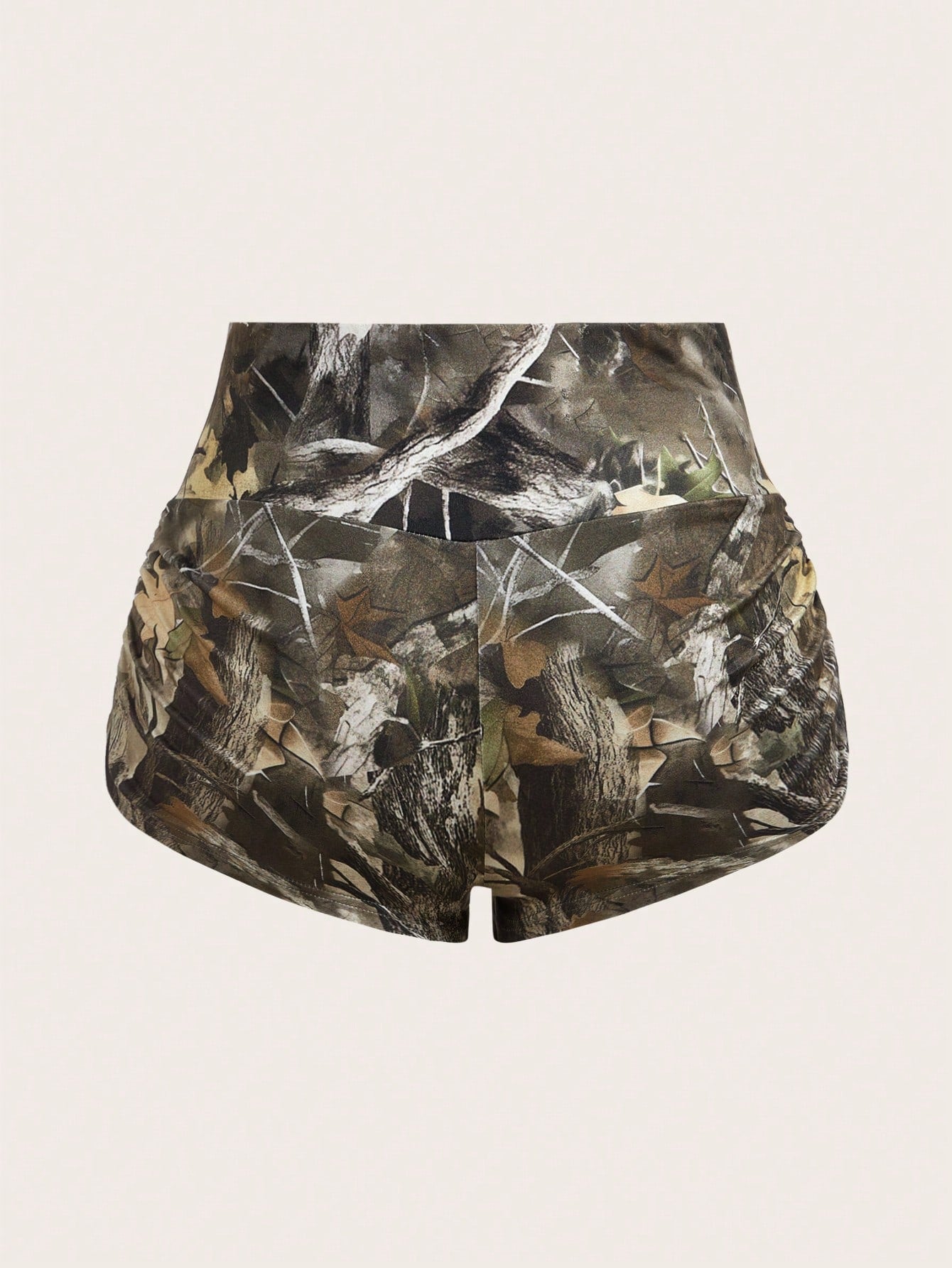EZwear Women's Tree Branch Print Knitted Super Short Cycling Shorts Gym Workout Green Summer Athleisure Athletic