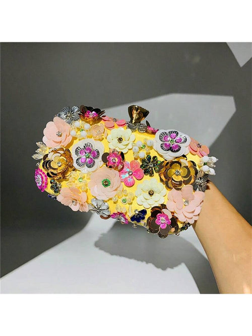 Fashion Clutch Bag Flower Beaded Bag Banquet Wedding Party Bag Clutch Bag Shoulder Bag