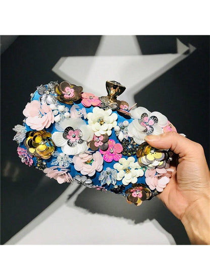 Fashion Clutch Bag Flower Beaded Bag Banquet Wedding Party Bag Clutch Bag Shoulder Bag