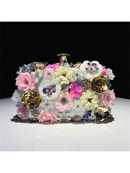 Fashion Clutch Bag Flower Beaded Bag Banquet Wedding Party Bag Clutch Bag Shoulder Bag