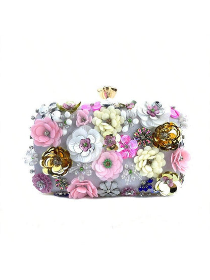 Fashion Clutch Bag Flower Beaded Bag Banquet Wedding Party Bag Clutch Bag Shoulder Bag