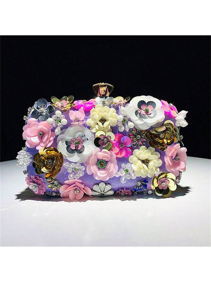Fashion Clutch Bag Flower Beaded Bag Banquet Wedding Party Bag Clutch Bag Shoulder Bag