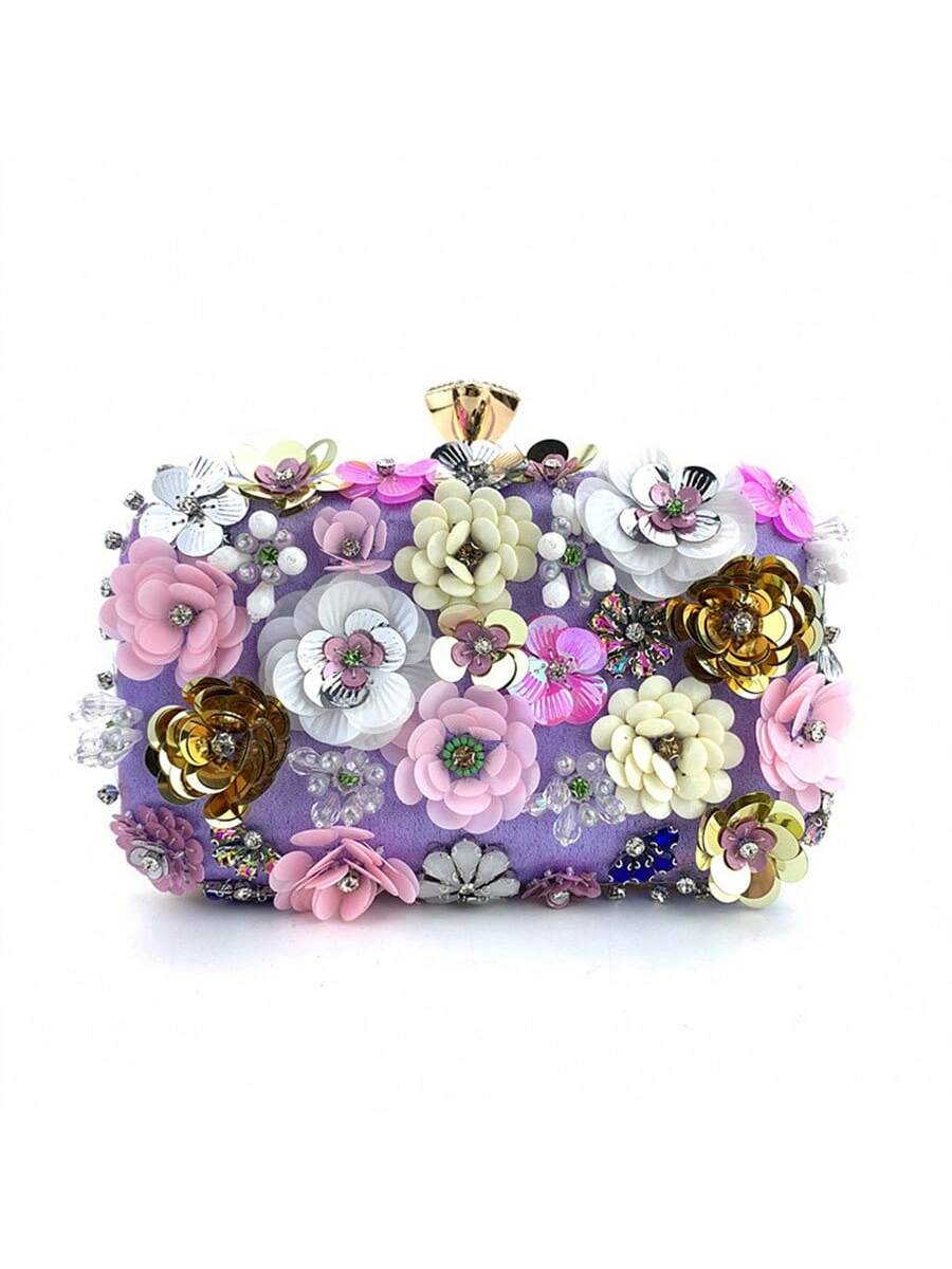 Fashion Clutch Bag Flower Beaded Bag Banquet Wedding Party Bag Clutch Bag Shoulder Bag