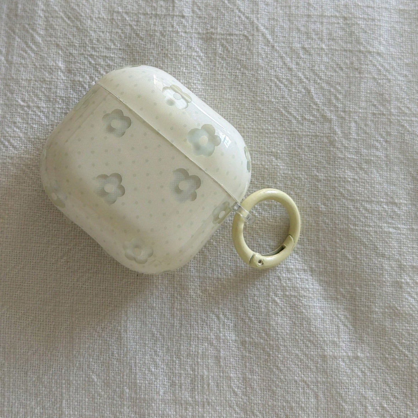Fashion Creative Light Green Polka Dot Transparent White Flower Earphone Case With Hanging Ring Suitable For Airpods 4th Generation Cute Earphone Cover Apple 2nd Generation 3rd Generation New Protecti