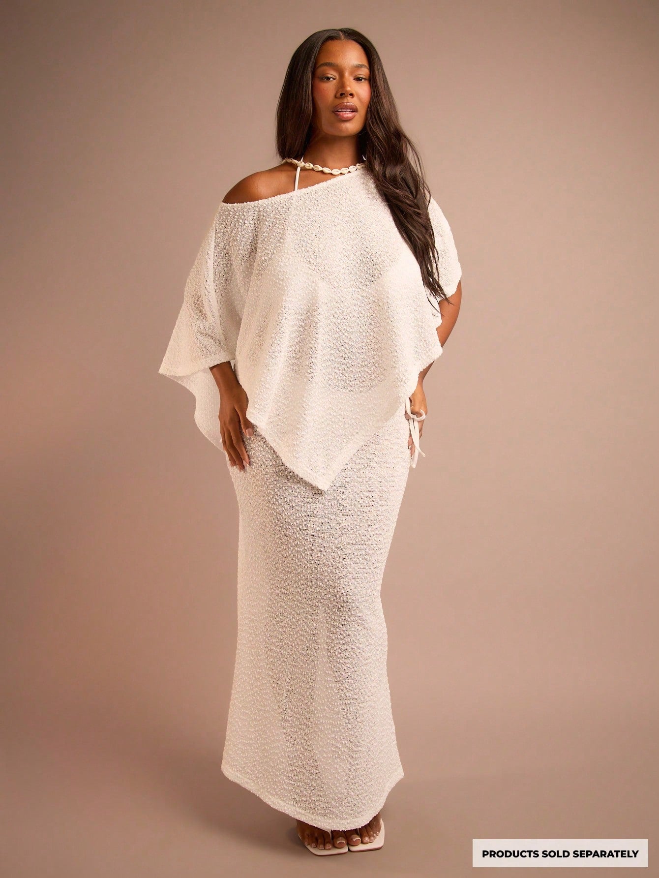 FASHION SZN Plus Size Fine Knit Sheer Beach Cover Up Maxi Skirt Elegant Chic Beach Club Boho Ibiza Elegant Holiday Festival Travel. Skirt Only. Top Sold Separately.