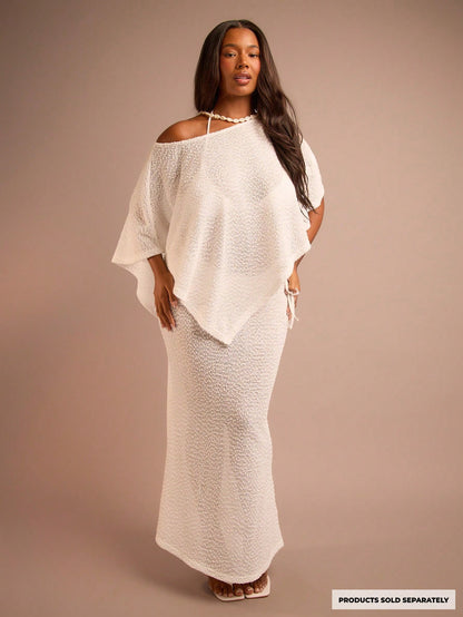 FASHION SZN Plus Size Fine Knit Sheer Beach Cover Up Maxi Skirt Elegant Chic Beach Club Boho Ibiza Elegant Holiday Festival Travel. Skirt Only. Top Sold Separately.