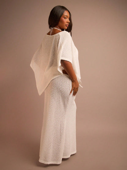 FASHION SZN Plus Size Fine Knit Sheer Beach Cover Up Maxi Skirt Elegant Chic Beach Club Boho Ibiza Elegant Holiday Festival Travel. Skirt Only. Top Sold Separately.