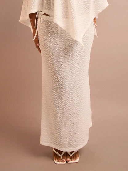 FASHION SZN Plus Size Fine Knit Sheer Beach Cover Up Maxi Skirt Elegant Chic Beach Club Boho Ibiza Elegant Holiday Festival Travel. Skirt Only. Top Sold Separately.