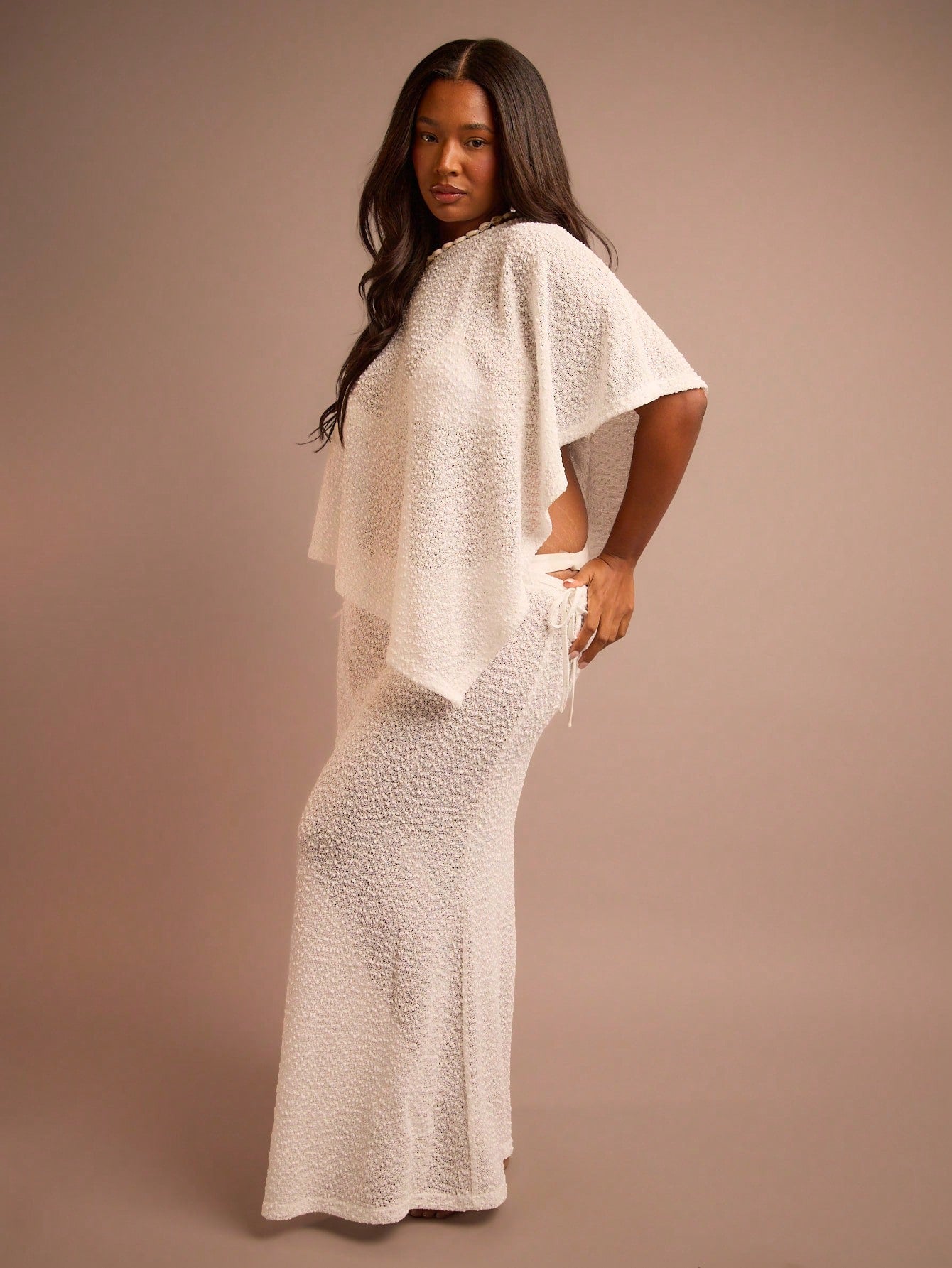 FASHION SZN Plus Size Fine Knit Sheer Beach Cover Up Maxi Skirt Elegant Chic Beach Club Boho Ibiza Elegant Holiday Festival Travel. Skirt Only. Top Sold Separately.
