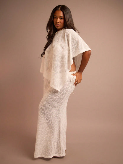 FASHION SZN Plus Size Fine Knit Sheer Beach Cover Up Maxi Skirt Elegant Chic Beach Club Boho Ibiza Elegant Holiday Festival Travel. Skirt Only. Top Sold Separately.