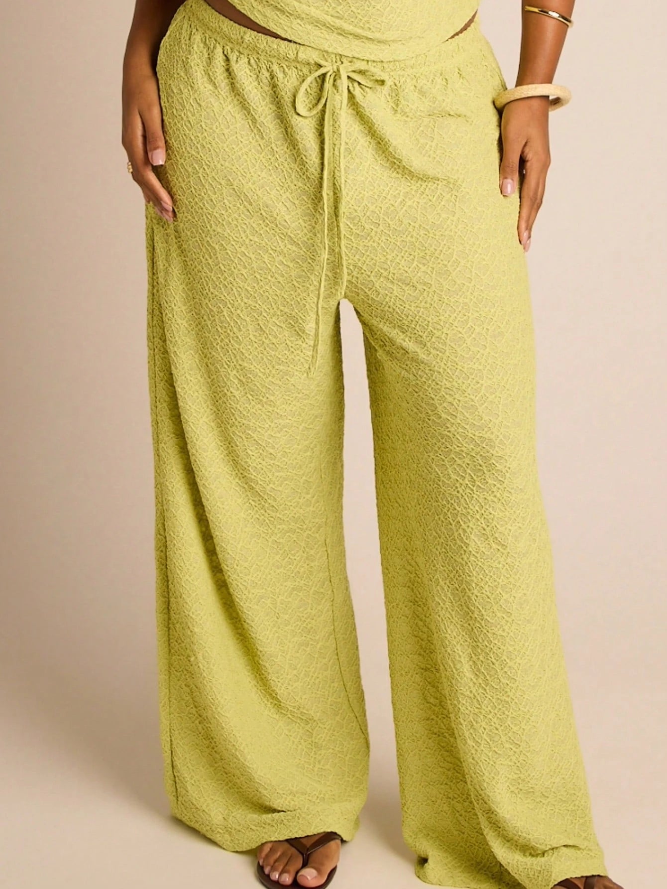 FASHION SZN Plus Size Women 2 Pcs Set Summer Holiday Co Ord Halterneck Top And Wide Leg Trouser Set Casual Beach Wear City Dress Summer Holiday Vacation Outfit Travel Ibiza Boho Festival Matching Set