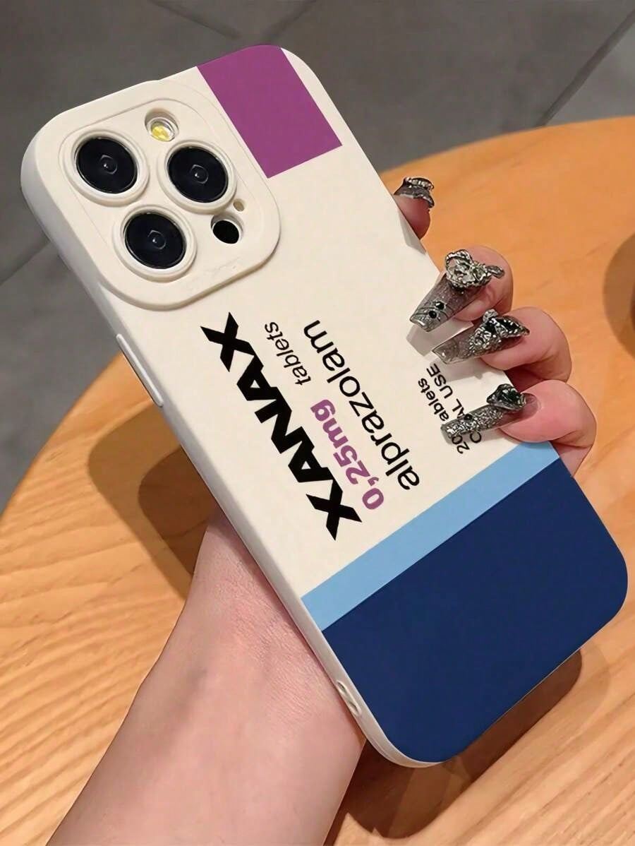Fashion XANAX Calm Pill Pattern Matte White Full Coverage Anti-Drop TPU Phone CasSuitable For IPhone17/16 Pro Max/15 Pro Max/14 Pro Max/13 Pro Max/12 Pro MaxWaterproof Shockproof Scratch Resistant