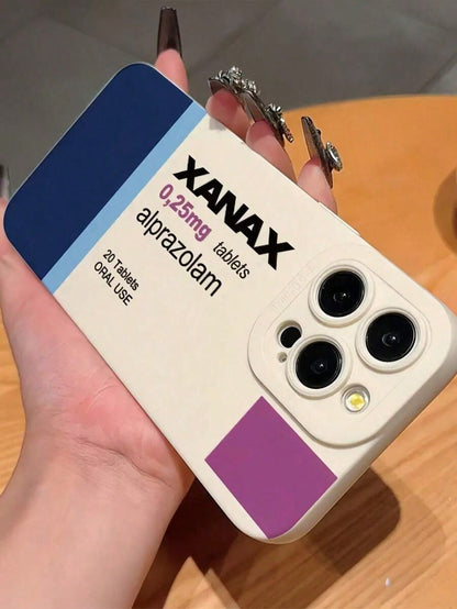 Fashion XANAX Calm Pill Pattern Matte White Full Coverage Anti-Drop TPU Phone CasSuitable For IPhone17/16 Pro Max/15 Pro Max/14 Pro Max/13 Pro Max/12 Pro MaxWaterproof Shockproof Scratch Resistant
