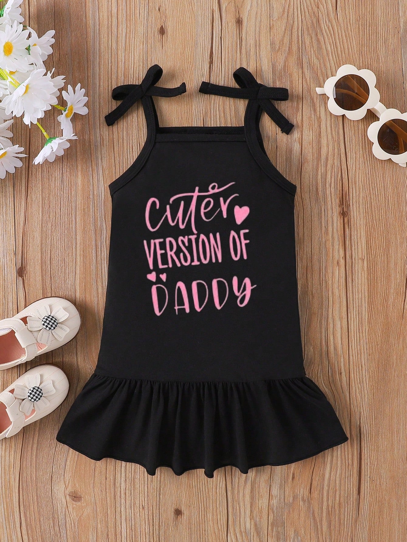 Fashionable And Minimalist Style Baby Girl's Letter Printed Suspenders Dress, Summer